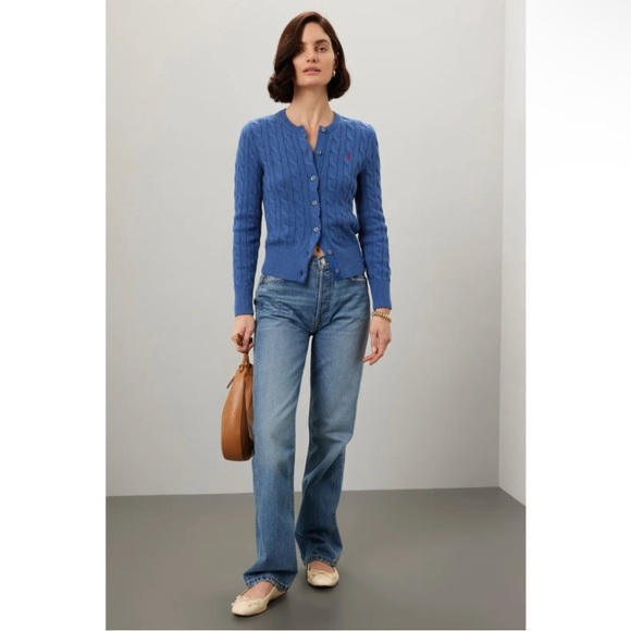 Polo by Ralph Lauren Cable Knit Long Sleeve Cardigan in Blue, Size Small - Picture 2 of 12